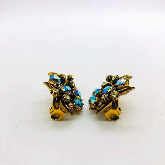Vintage FLORENZA Rhinestone Earrings - Picture 4 of 7